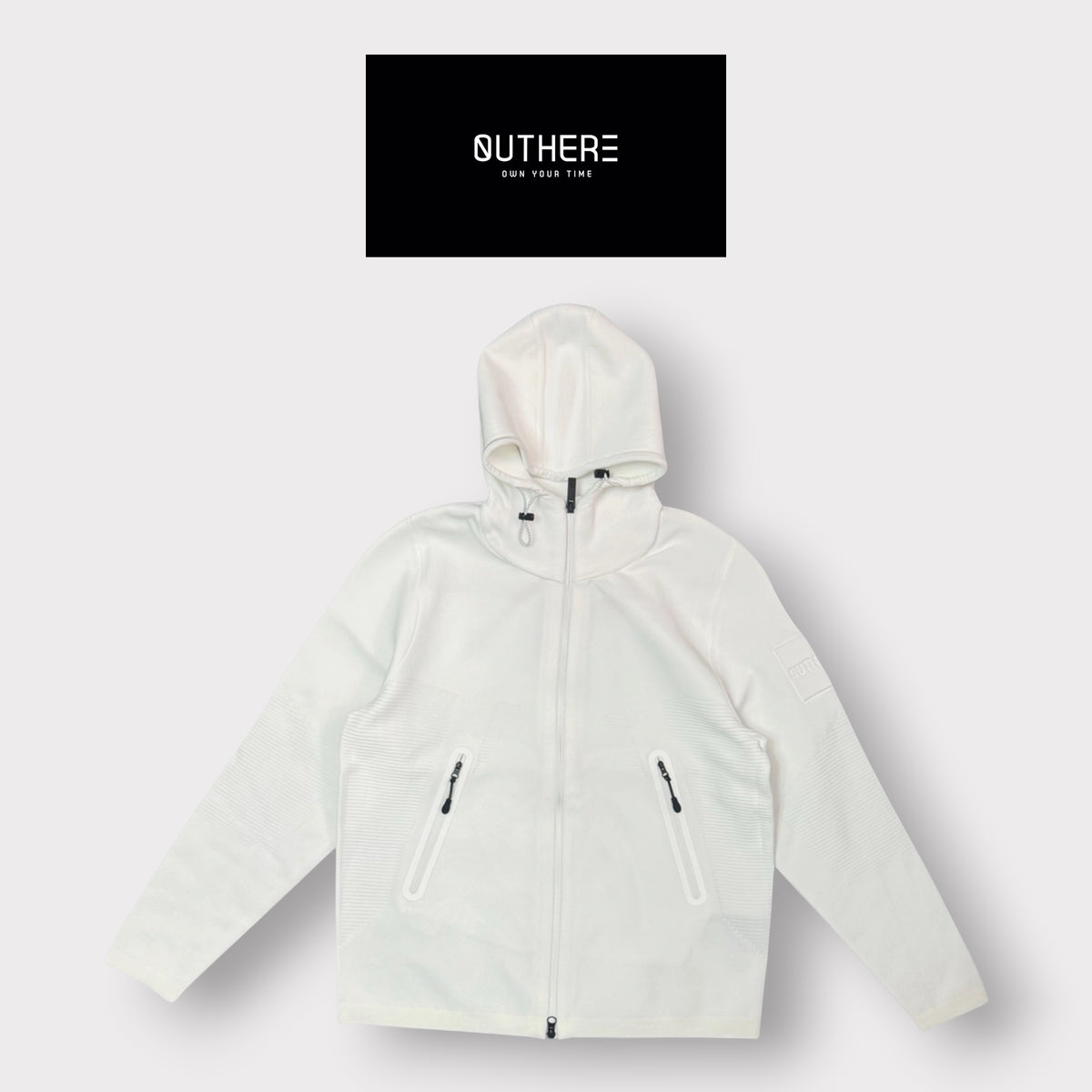 OUTHERE - Giubbofelpa Uomo, con cappuccio, mod.Ember, Col.Bianco