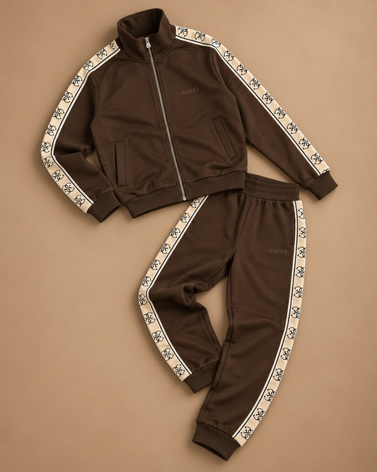 GUESS- Tuta completa Donna, con banda laterale logata, tex.neoprene, Col.Marrone