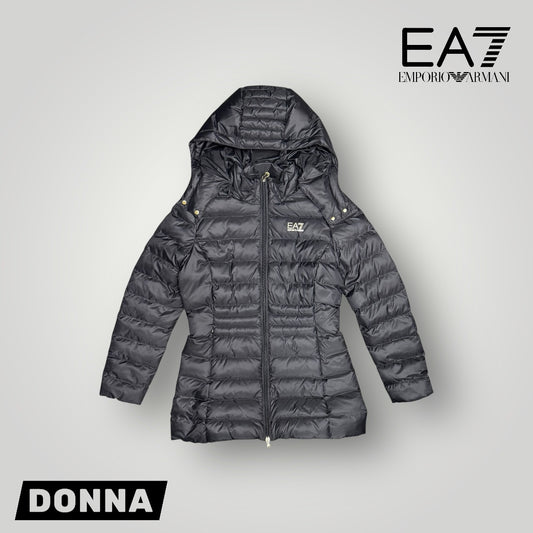 Giubbotto EMPORIO ARMANI Donna, con cappuccio sganciabile, col.Nero (train core lady w eco down caban ho medium padded)