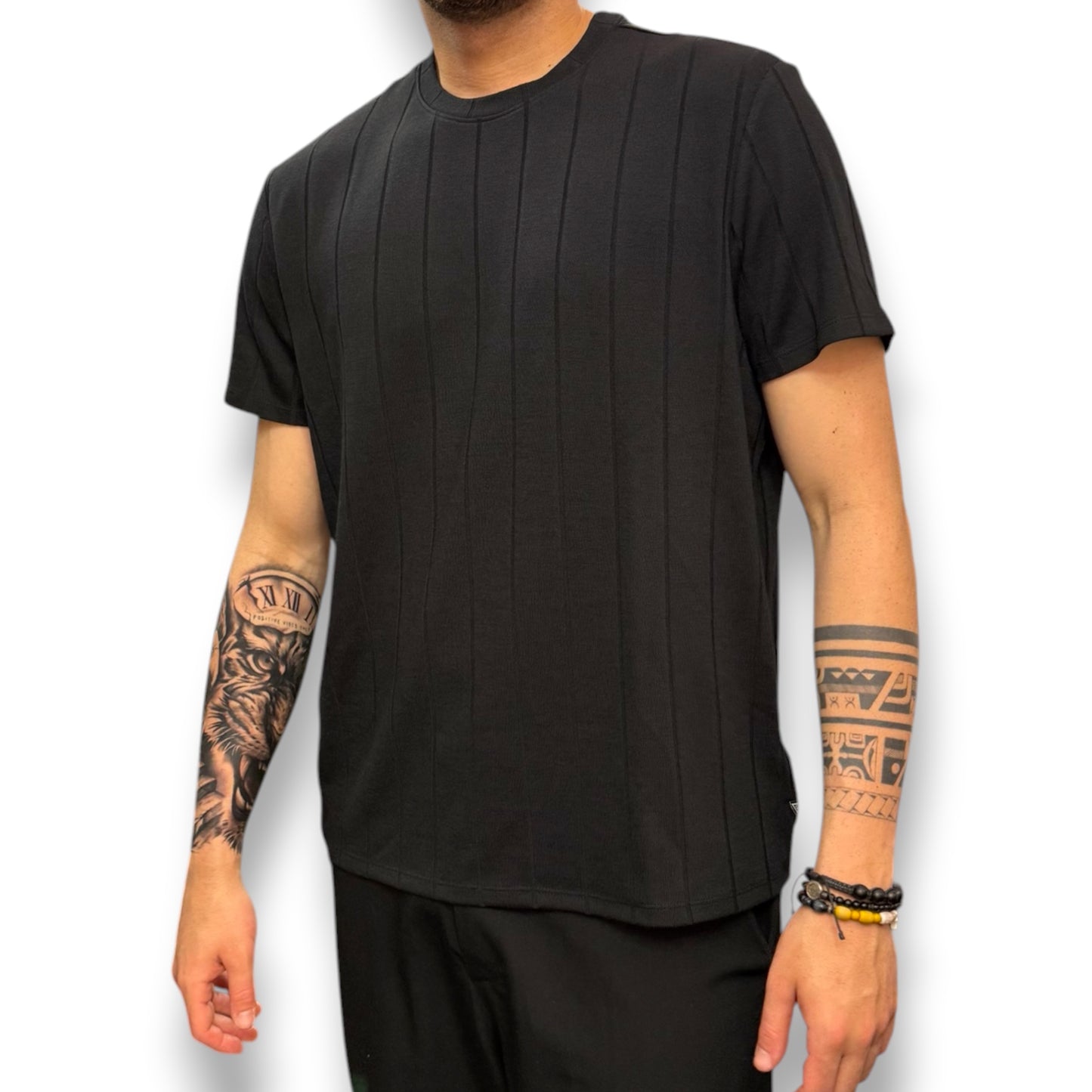 GUESS- T-shirt Uomo, in filo, col.Nero