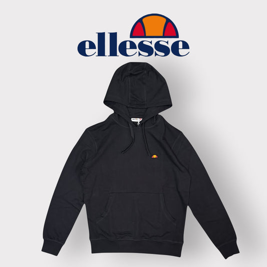 ELLESSE - Felpa Uomo con logo ricamato lato cuore, con cappuccio, Col.Nero