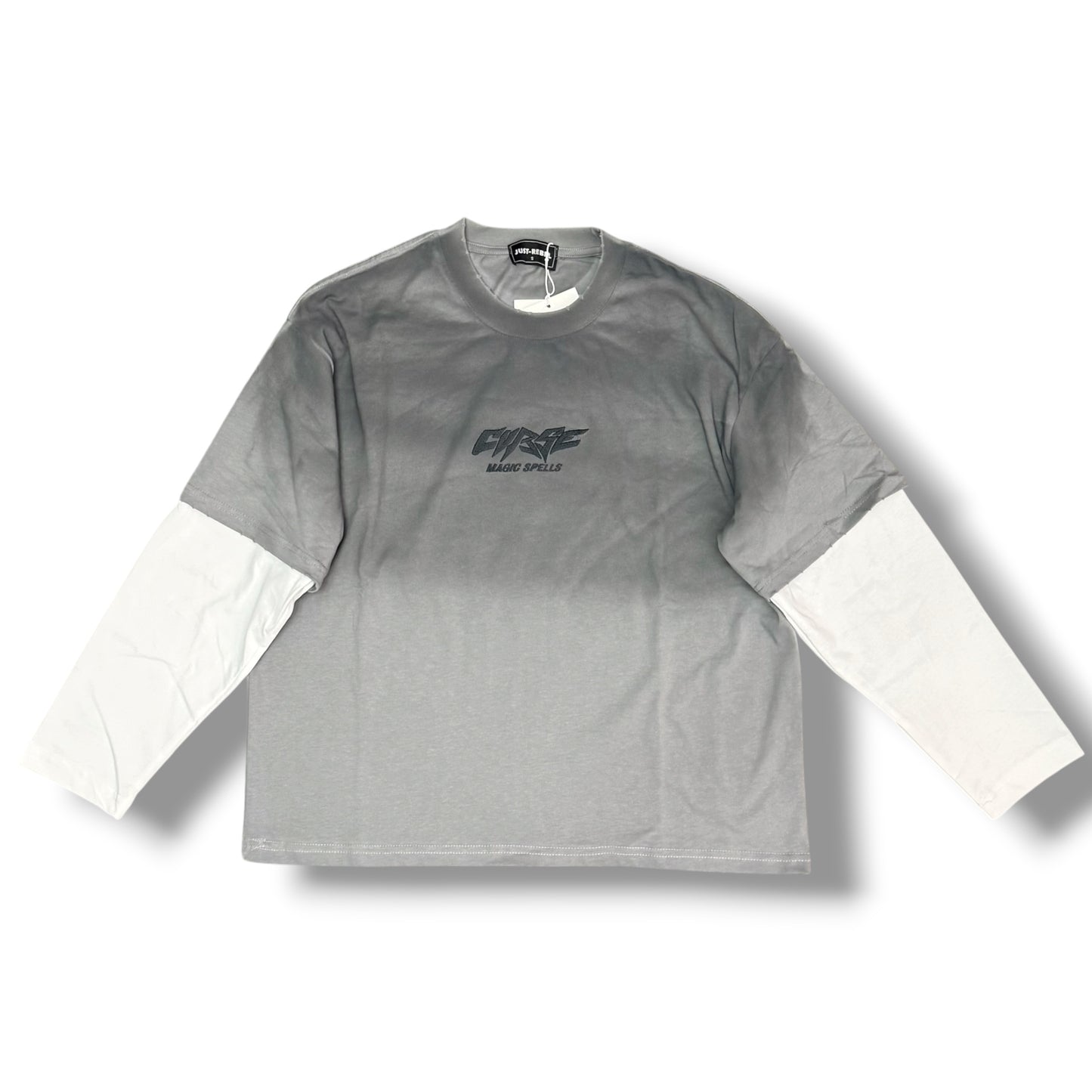 JUST RIBEL - T-Shirt Uomo, (veste comoda), con stampa schienale, Col.Grigio