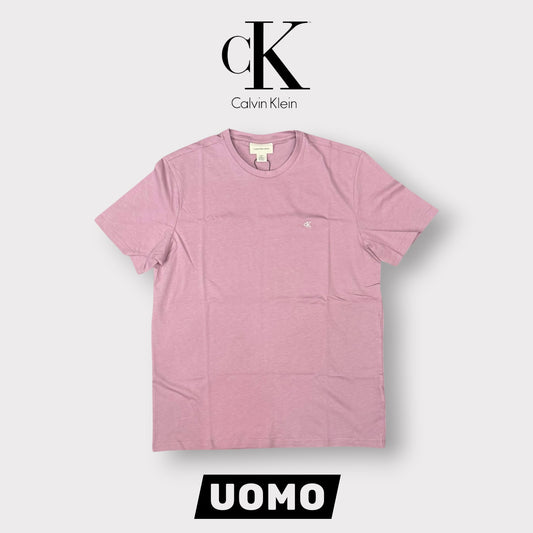 CALVIN KLEIN - T-Shirt Uomo con logo ricamato lato cuore, Col.Lilla