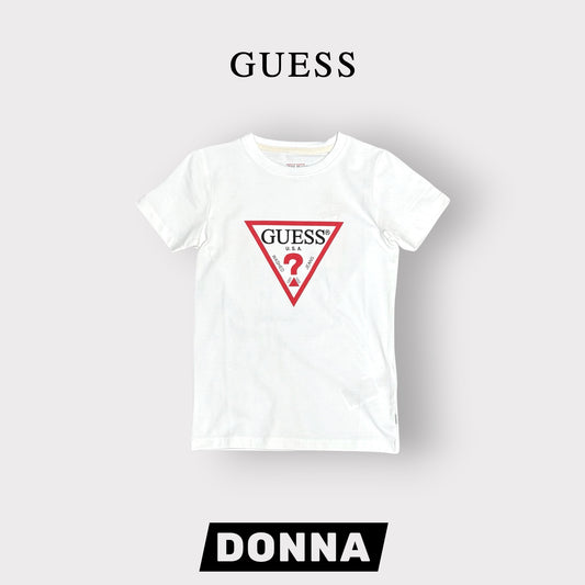 GUESS JEANS- T-shirt Donna, SlimFit, con stampa frontale, col.Bianco