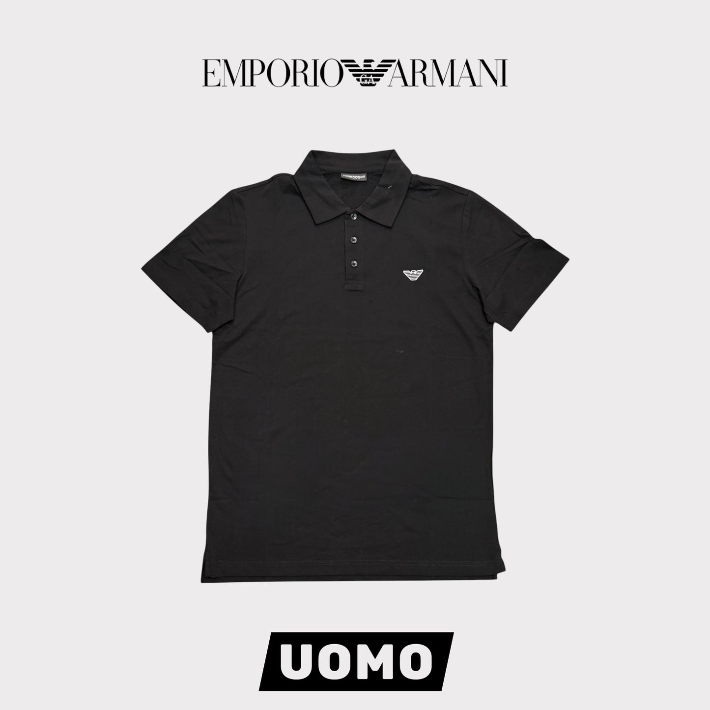 EMPORIO ARMANI-Polo Uomo in con logo lato cuore, col.Nero