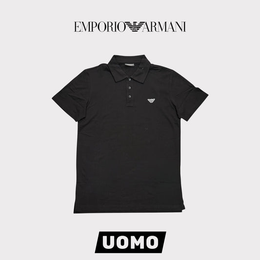 EMPORIO ARMANI-Polo Uomo in con logo lato cuore, col.Nero