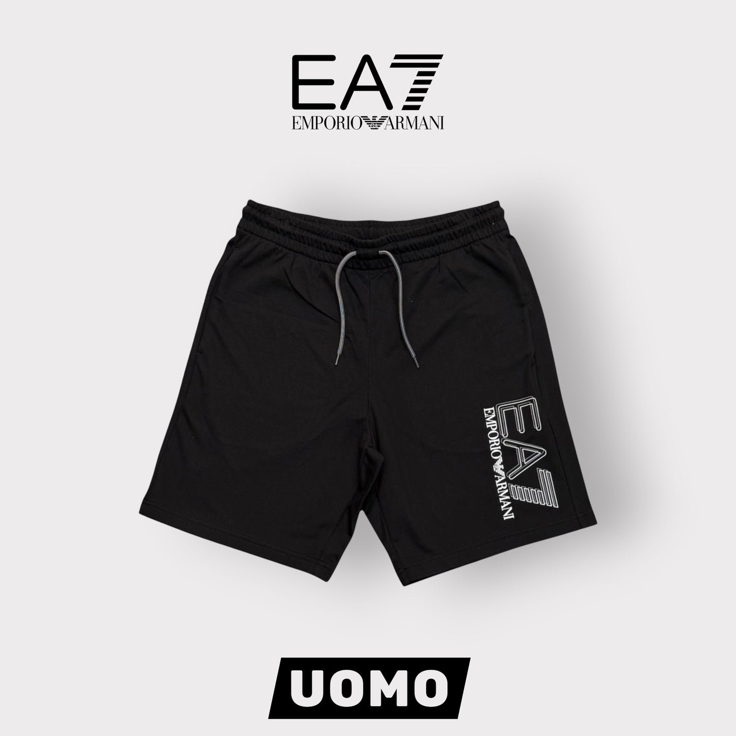 EMPORIO ARMANI-Bermuda, con logo gommato sulla gamba, col.Nero