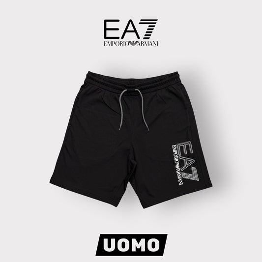 EMPORIO ARMANI-Bermuda, con logo gommato sulla gamba, col.Nero
