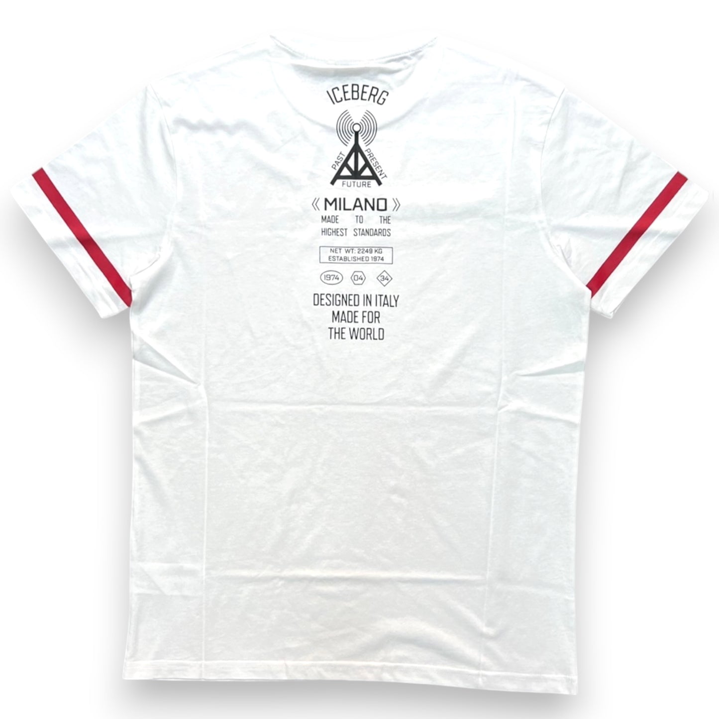 ICEBERG BEACHWEAR- T-shirt Uomo, stampa frontale e sulla schiena, col.Bianco