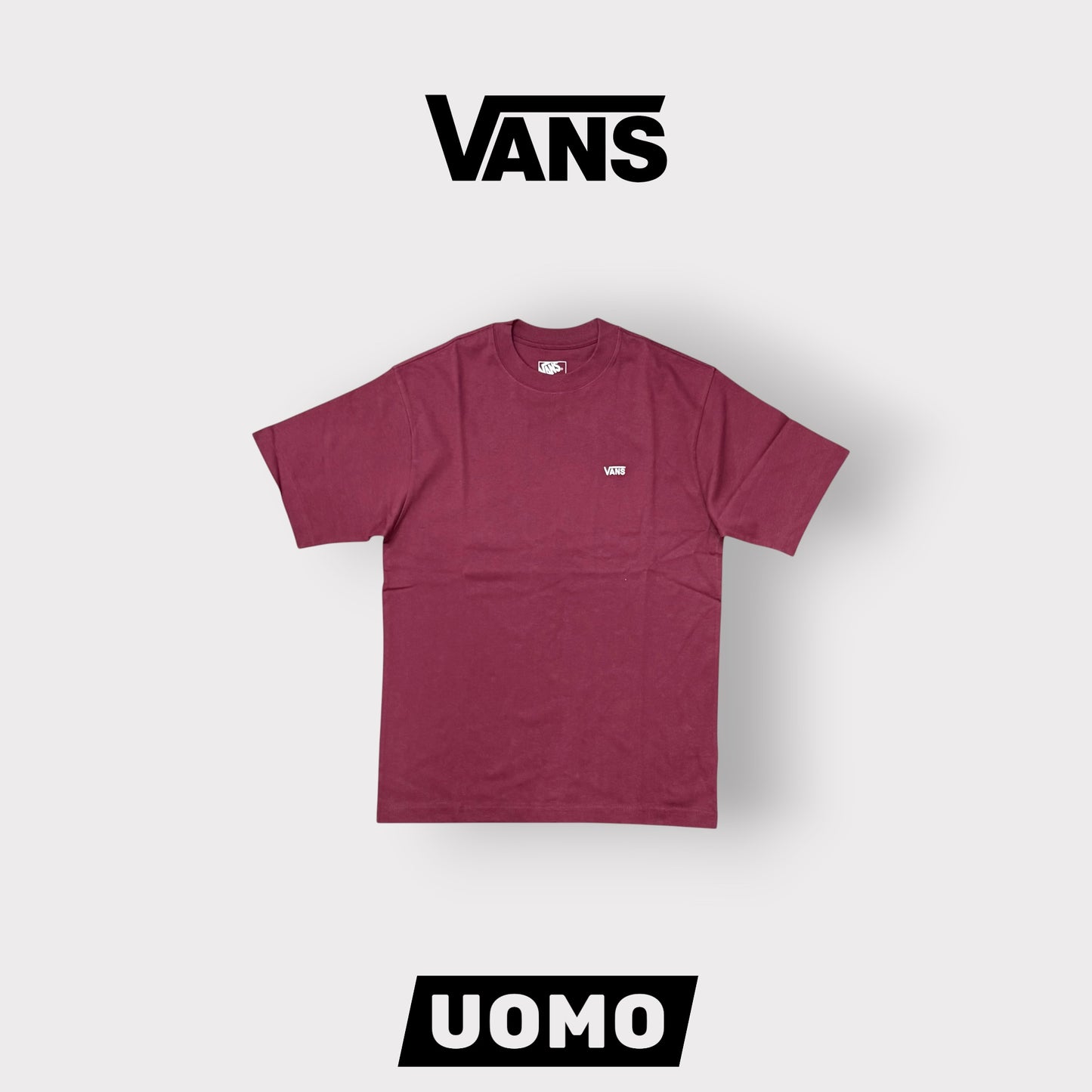 VANS- T-Shirt Uomo, Loose Fit con logo lato cuore, Col.Bordeaux