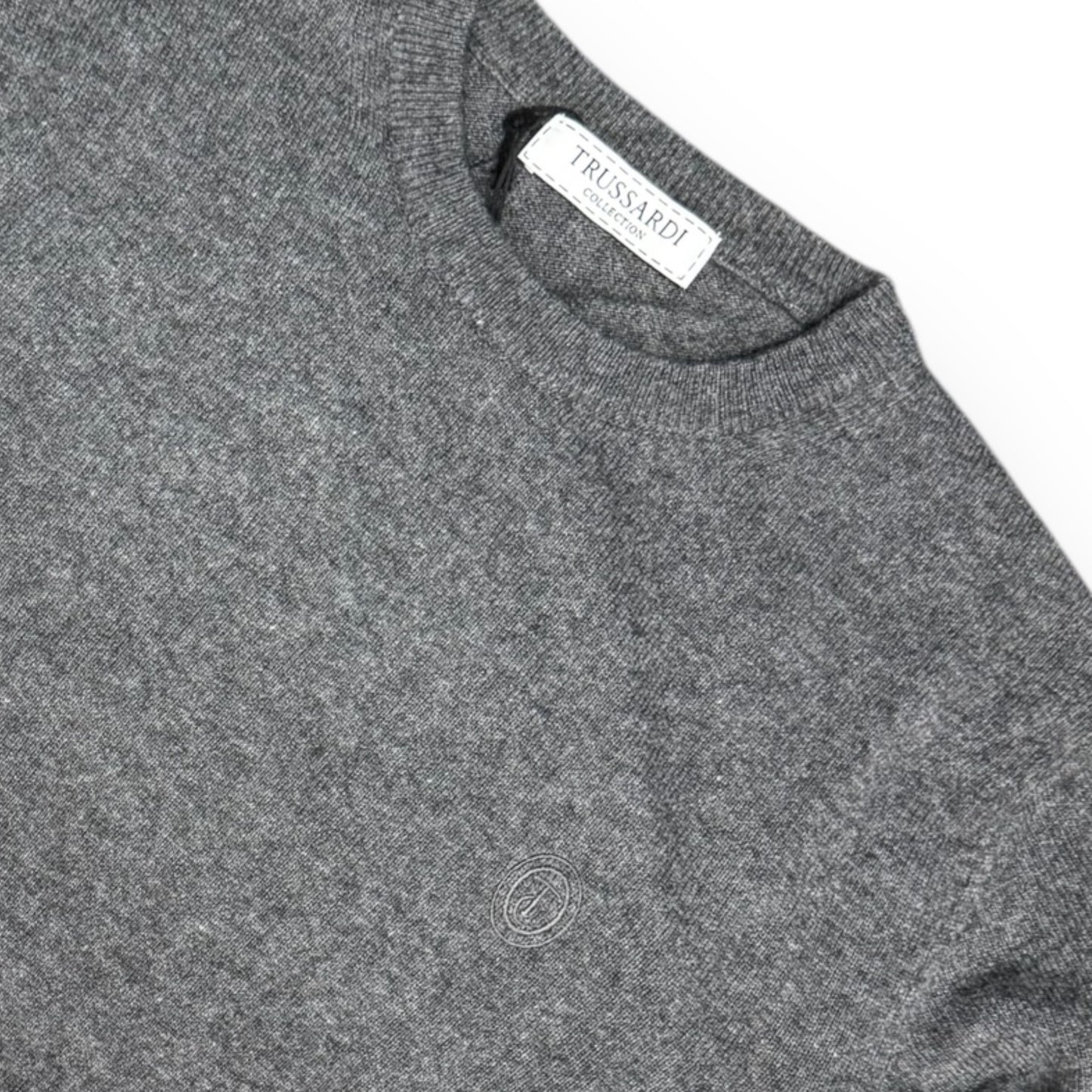 Maglioncino TRUSSARDI Uomo, con logo ricamato lato cuore, col.Grigio scuro