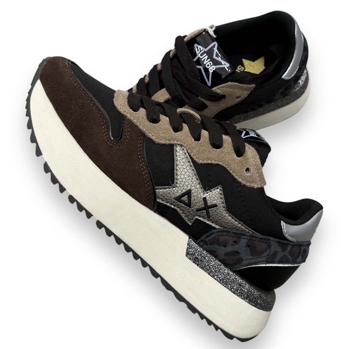 Scarpe SUN68 Donna, mod.Big Stargirl Mix Material, col.Nero