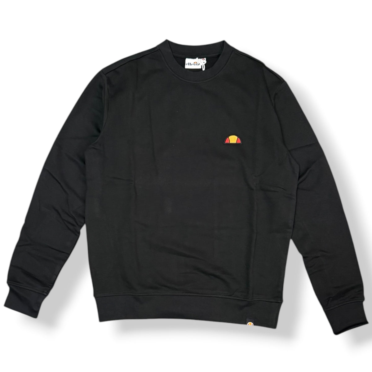 ELLESSE - Felpa Uomo con logo ricamato lato cuore, girocollo, Col.Nero