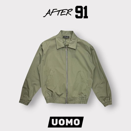 AFTER 91- Giacca/Camicia Uomo con zip, Boxy Fit ,Col.Verde
