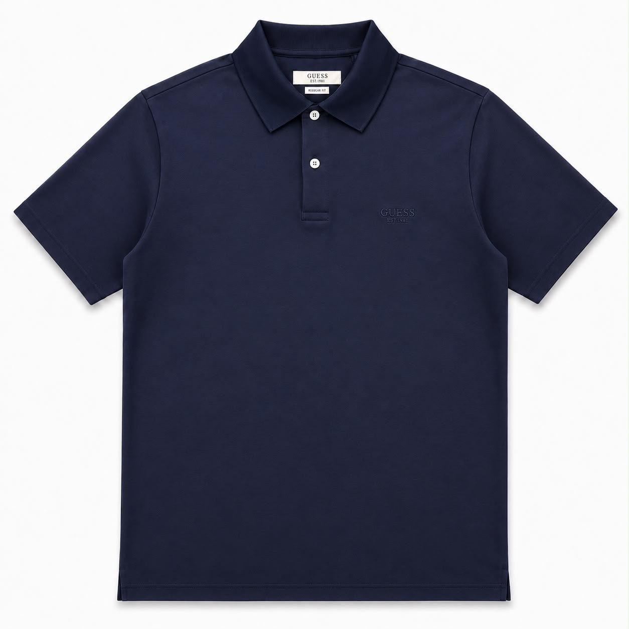 GUESS- Polo Uomo, in filo di Scozia, RegularFit, col.Blu
