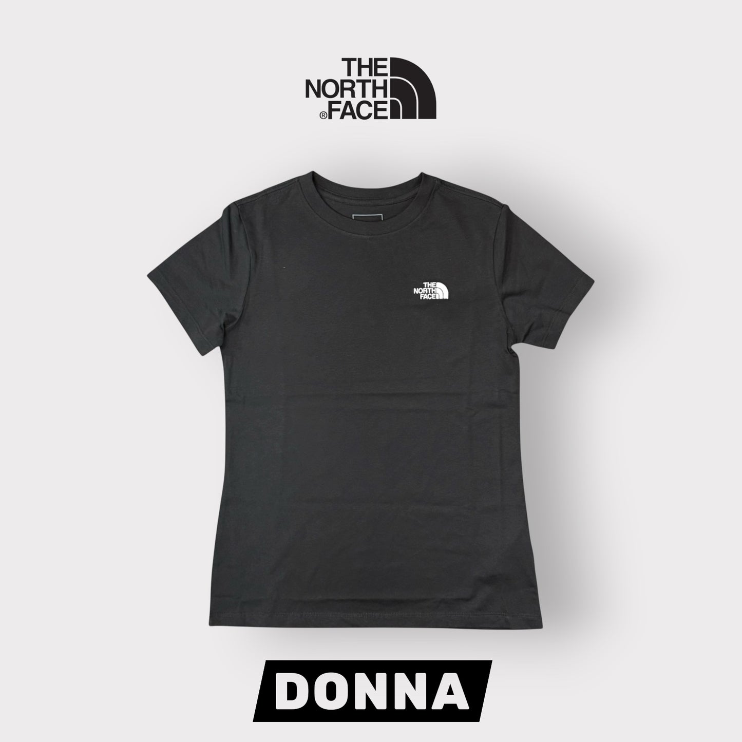 THE NORTH FACE- T-shirt Donna, con logo ricamato lato cuore, SlimFit, col.Nero