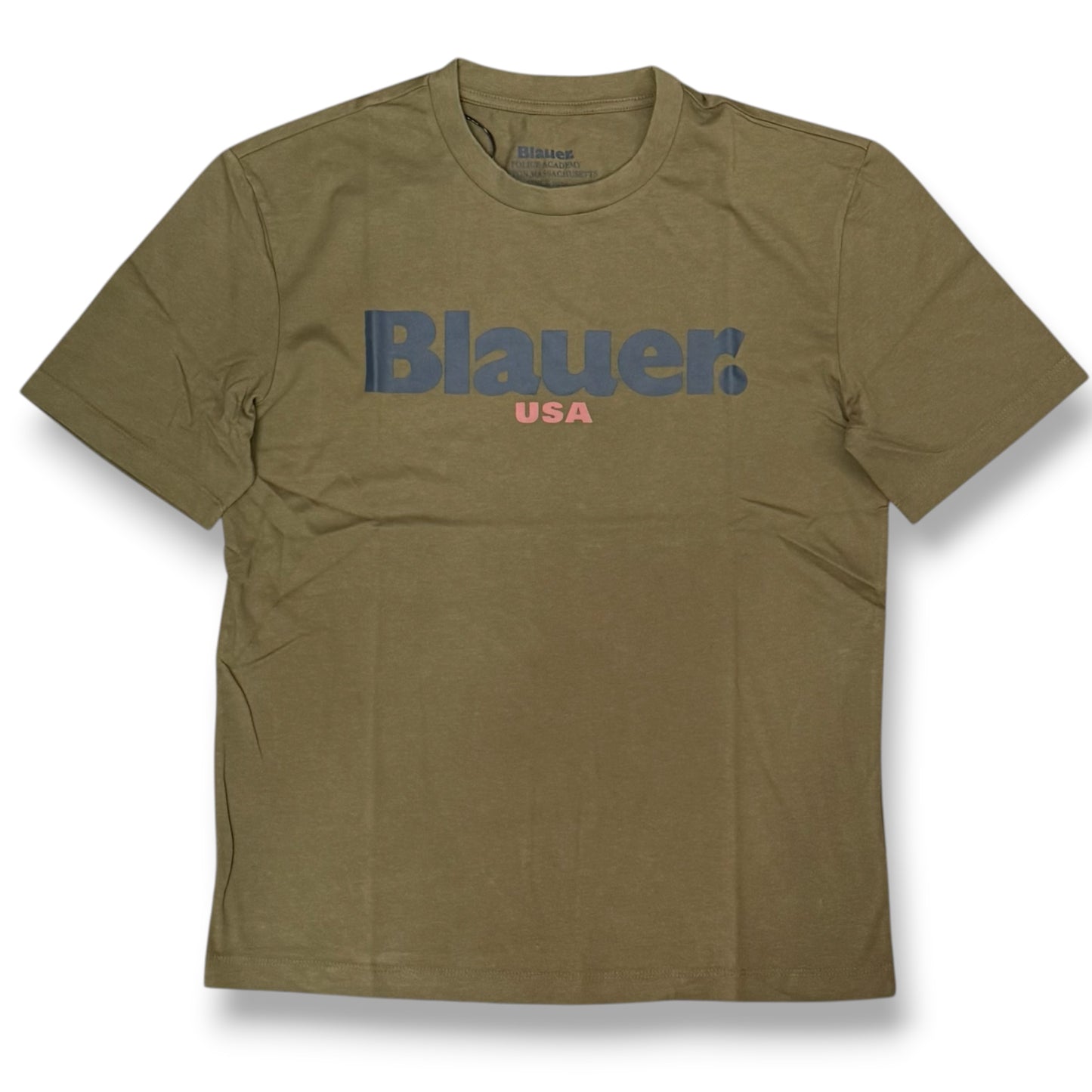 BLAUER- T-shirt, RegularFit, con stampa frontale, mod.Ernst, col.Verde militare