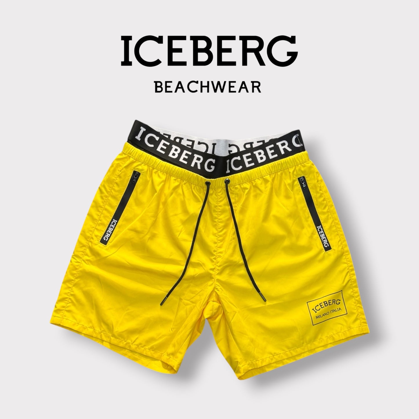 ICEBERG BEACHWEAR- Costume Uomo, con doppio elastico, col.Giallo