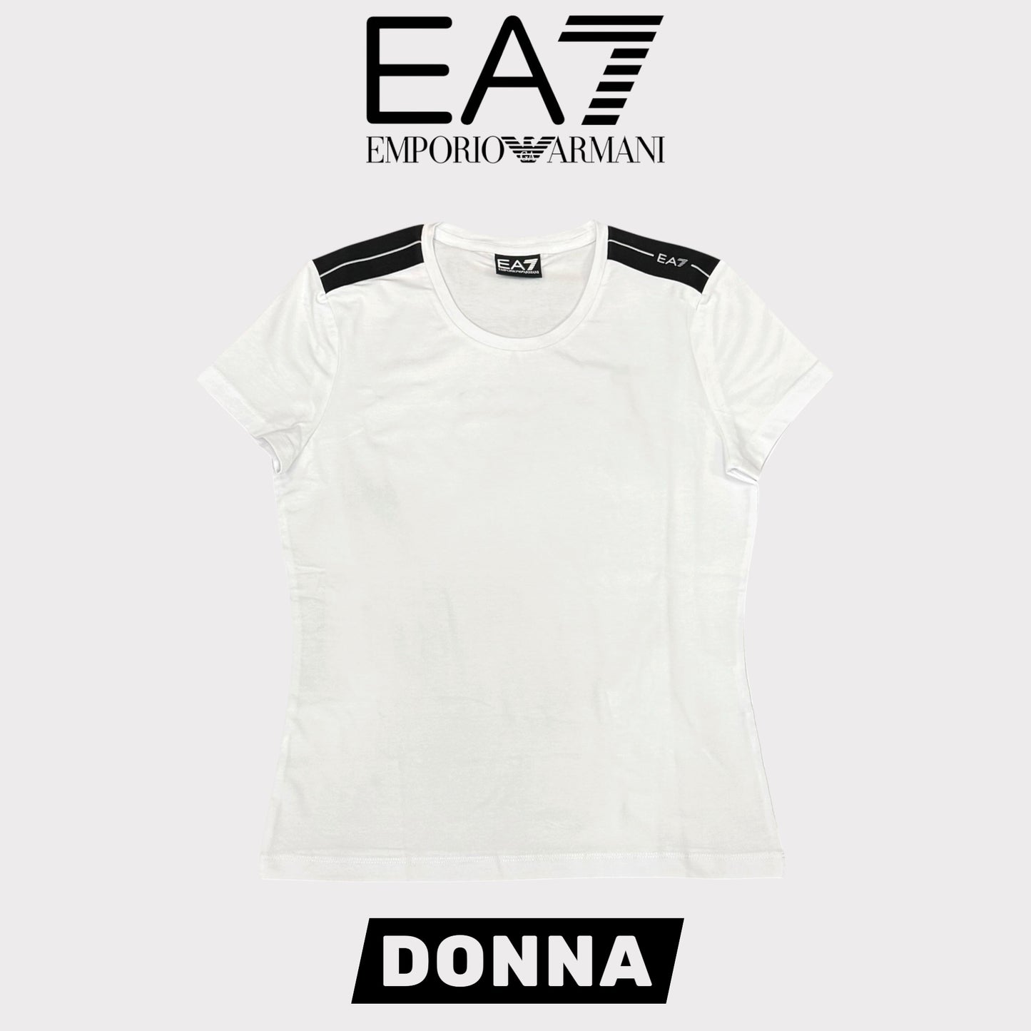 EMPORIO ARMANI- T-shirt Donna, con logo sulle spalle, Col.Bianco