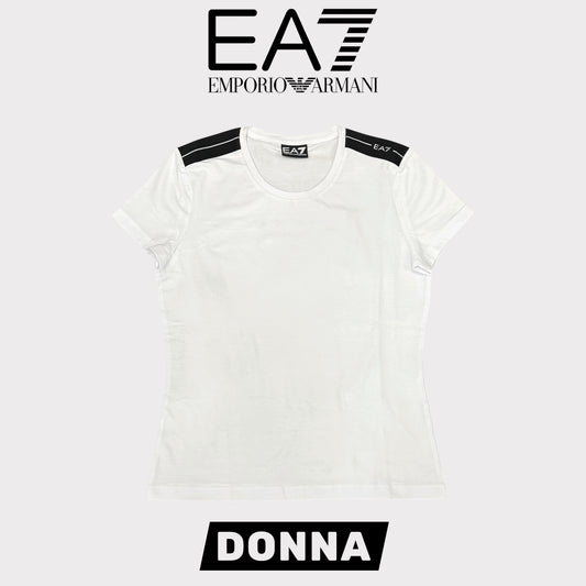 EMPORIO ARMANI- T-shirt Donna, con logo sulle spalle, Col.Bianco