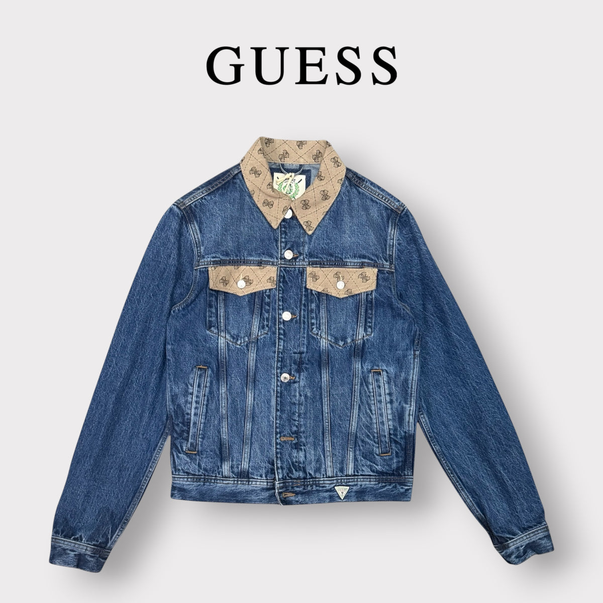 GUESS - Giubbotto Uomo in Denim, con colletto e pattina logata
