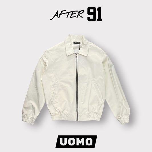 AFTER 91- Giacca/Camicia Uomo con zip, BoxyFit, Col.Bianco