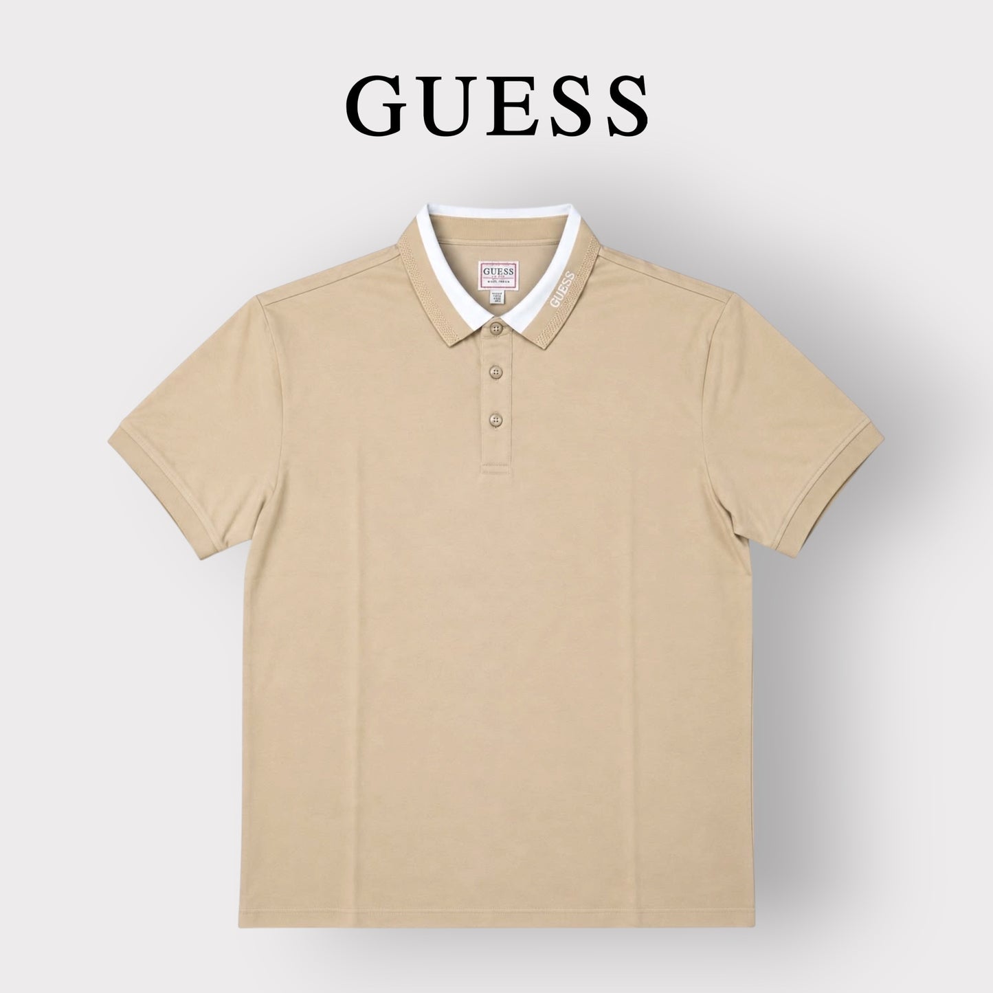GUESS- Polo Uomo, in tessuto tecnico,  SlimFit, col.Beige