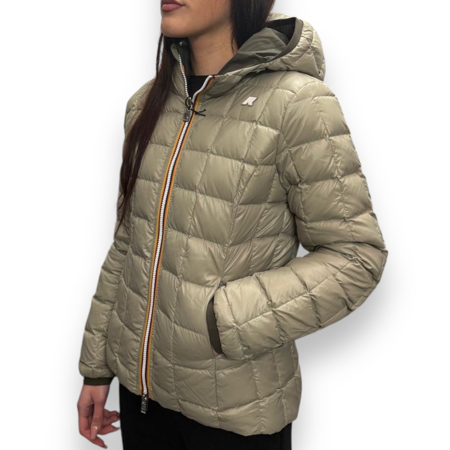 Giubbotto K-WAY Donna reversibile, mod.Lily St Thermo Double, Col.Black Olive-Green Oak