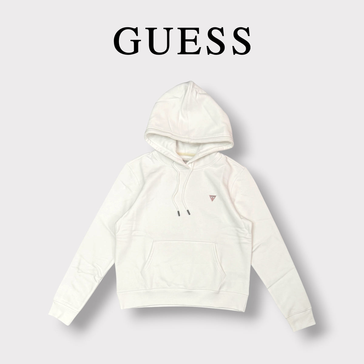 GUESS - Felpa Donna, con cappuccio, tex.Felpato, col.Bianco