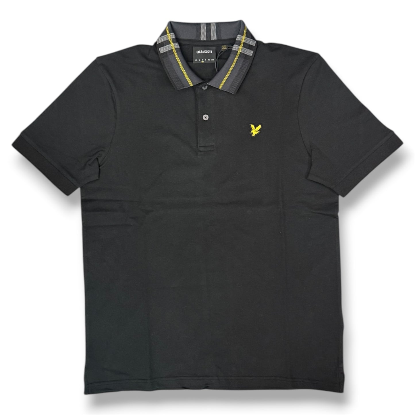 LYLE & SCOTT- Polo, con colletto con fantasia tartan, Regular Fit, Col.Jet Black