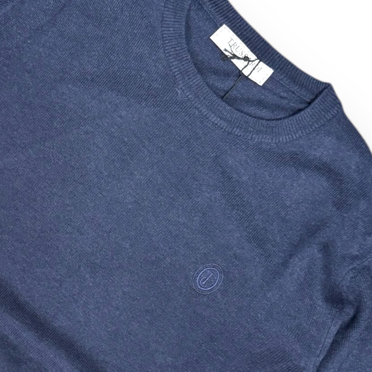 Maglioncino TRUSSARDI Uomo, con logo ricamato lato cuore, col.Blue jeans