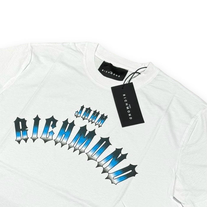 T-shirt JOHN RICHMOND 100% cotone, RegulrFit, Bianca con stampa frontale