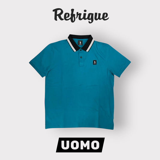 REFRIGUE- Polo Uomo, con righino sul colletto, col.Petrol