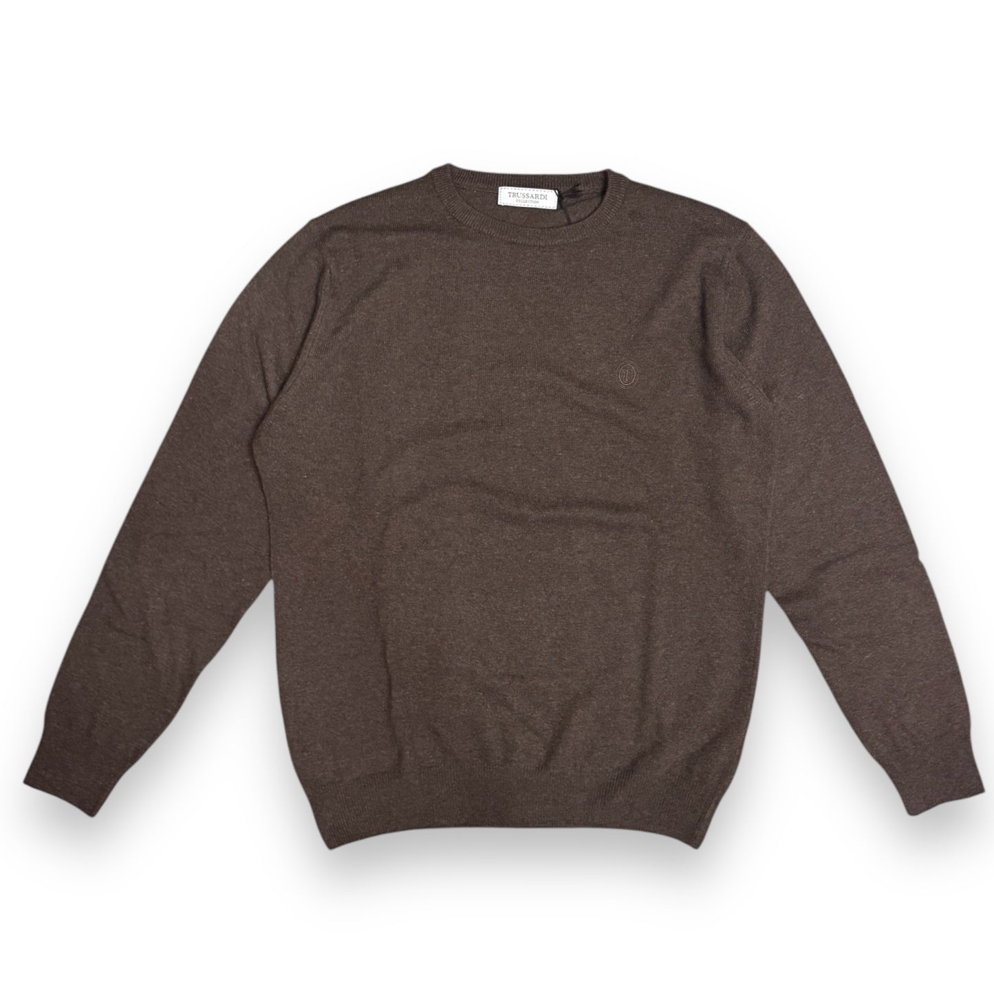 Maglioncino TRUSSARDI Uomo, con logo ricamato lato cuore, col.Marrone