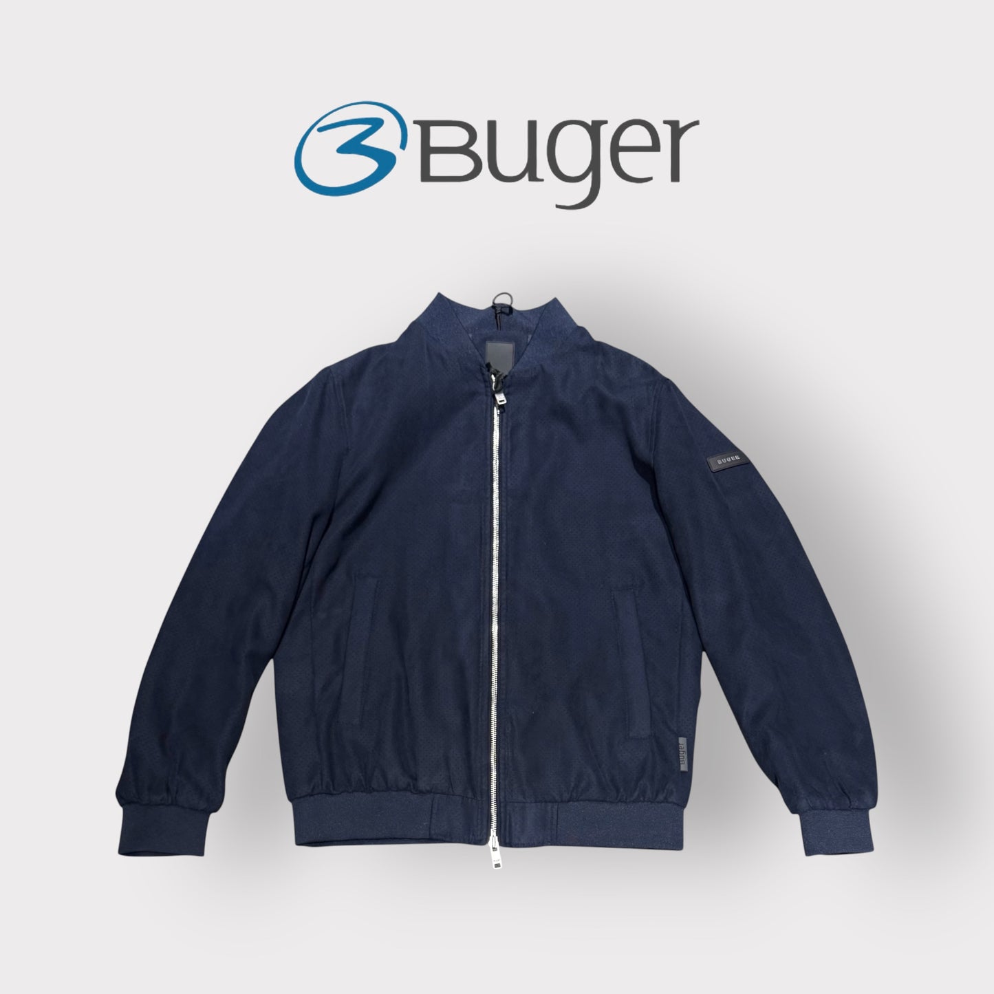 BUGER - Giubbotto Uomo, in tessuto scamosciato, traforato, Col.Blu