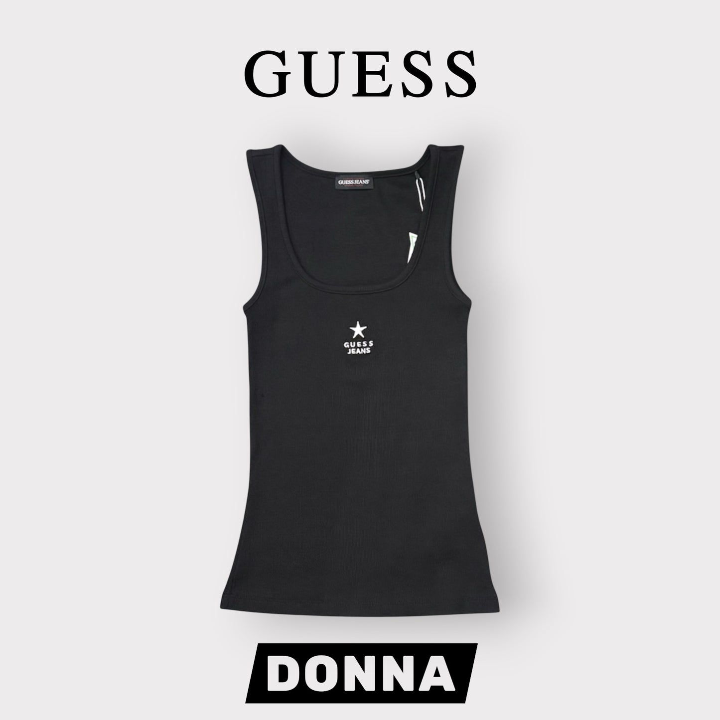 GUESS JEANS- Canotta a costine, Col.Nero