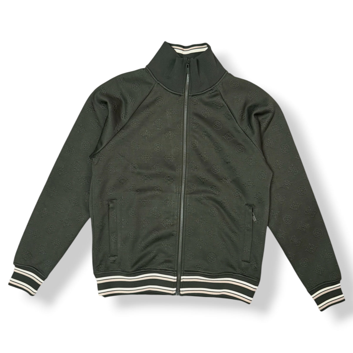 GUESS - Tuta completa Uomo, con loghi in rilievo, Col.Verde