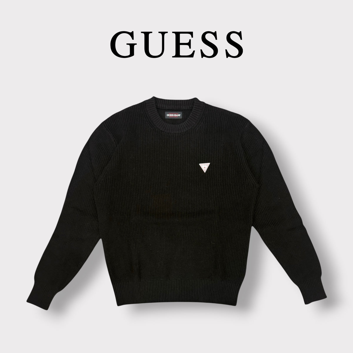 GUESS - Maglioncino Uomo, con logo lato cuore, Col.Nero
