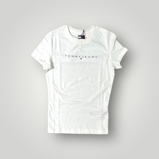 T-shirt TOMMY JEANS Donna con logo centrale in rilievo, SlimFit(veste piccolo), Col.Bianco