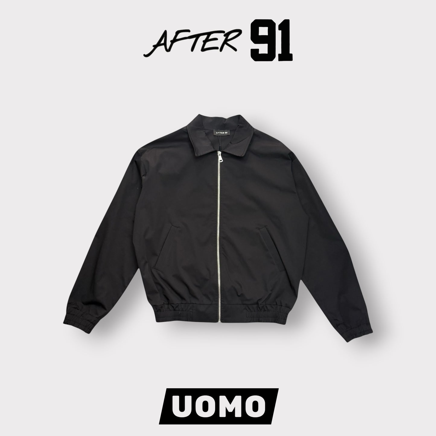 AFTER 91- Giacca /CamiciaUomo con zip, Boxy Fit Col.Nero