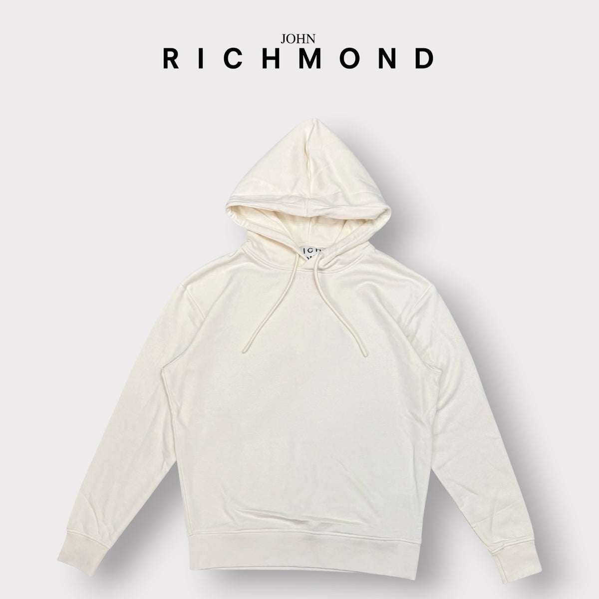 RICHMOND - Felpa Uomo con logo ricamato piccolo, con cappuccio, Col.Panna