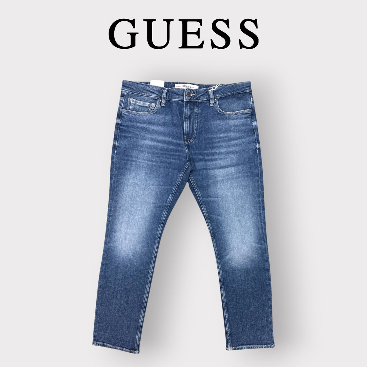 GUESS JEANS- Jeans Uomo, mod.Skinny Low Rise Taille Basse, Lavaggio Intermedio