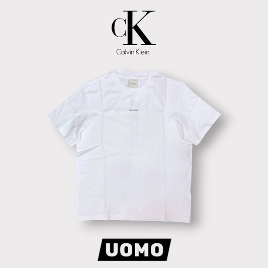 CALVIN KLEIN - T-Shirt Uomo con scritta frontale piccola, Col.Bianco