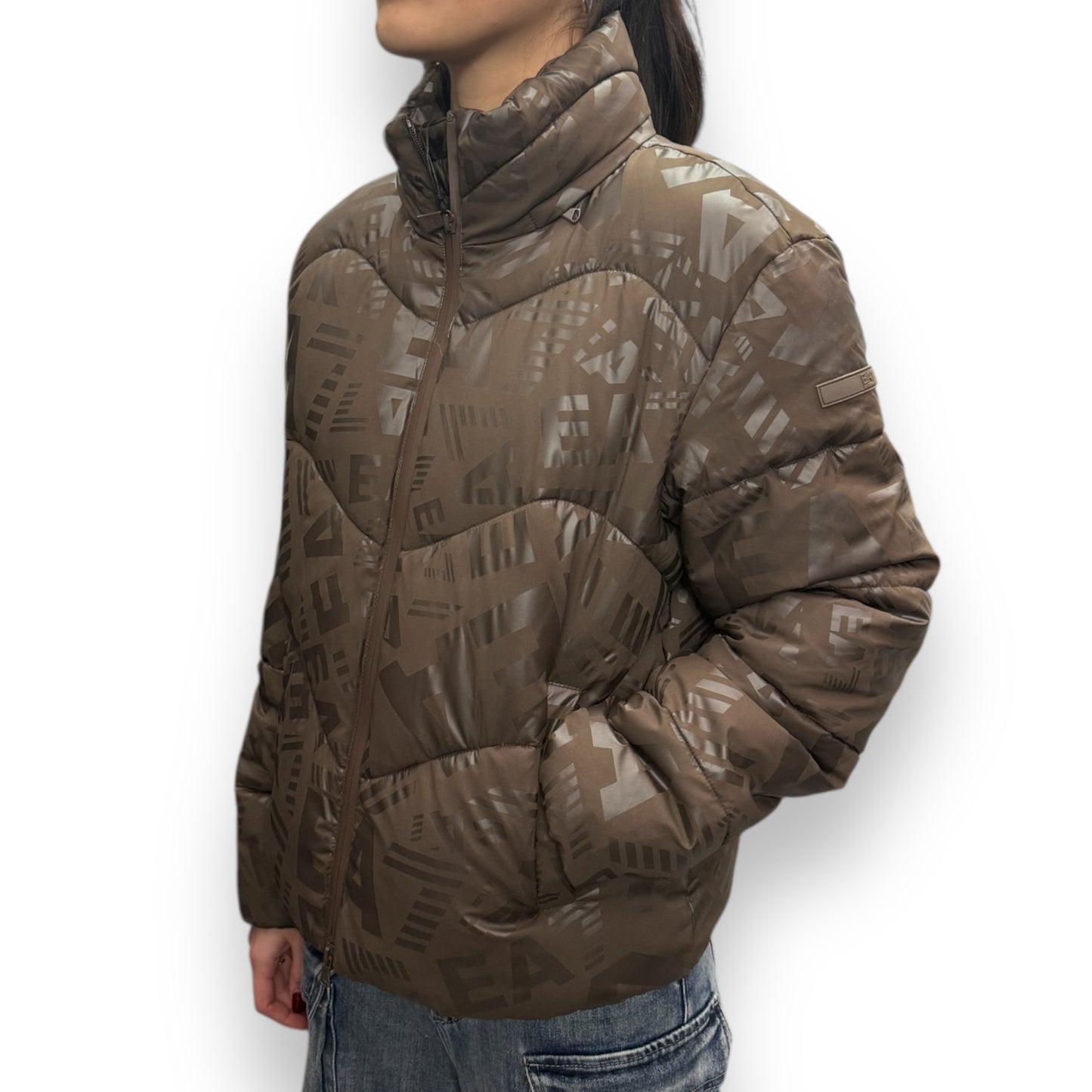 Giubbotto EMPORIO ARMANI Donna, con cappuccio nascosto, col.Marrone (w bomber jacket extra padded monog)- (veste grande)