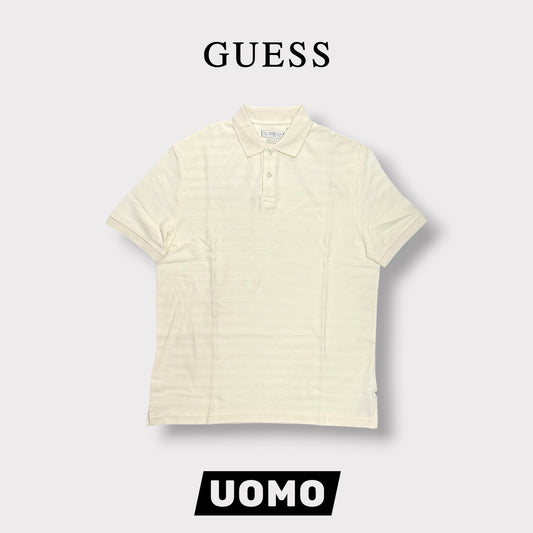 GUESS- Polo Uomo, in filo, Regular Fit, Col.Panna