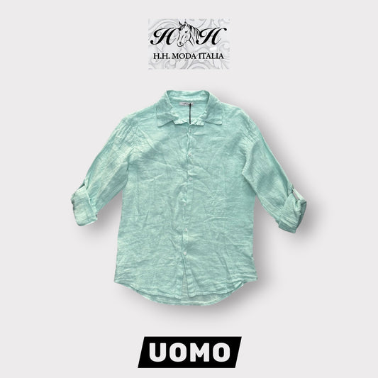 Camicia con colletto, Tex.Lino, Col.Verde