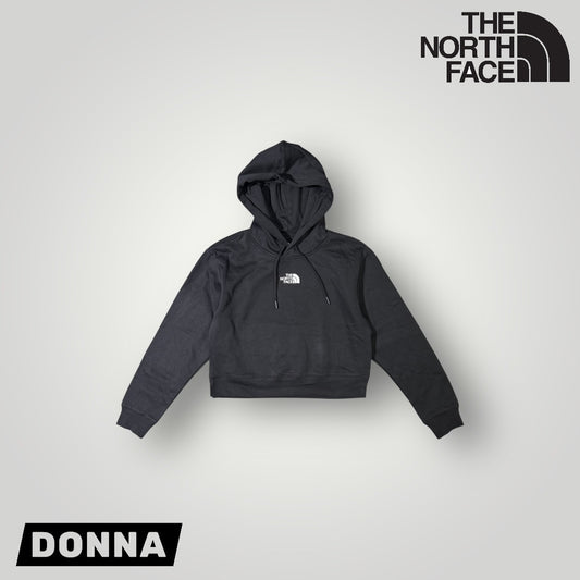 Felpa THE NORTH FACE Donna, Mod.crop, con logo piccolo centrale ricamato,con cappuccio, Col.Nero