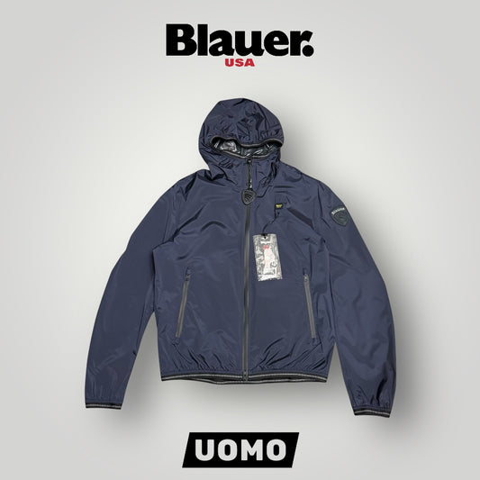 Giubbotto BLAUER Uomo, antivento con cappuccio, mod.FARRIN, Col.Blu