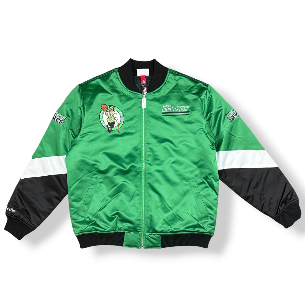 MITCHELL&NESS- Giubbotto Uomo, mod.Varsity Jacket, Boston Celtics, col.Verde/Nero/Bianco