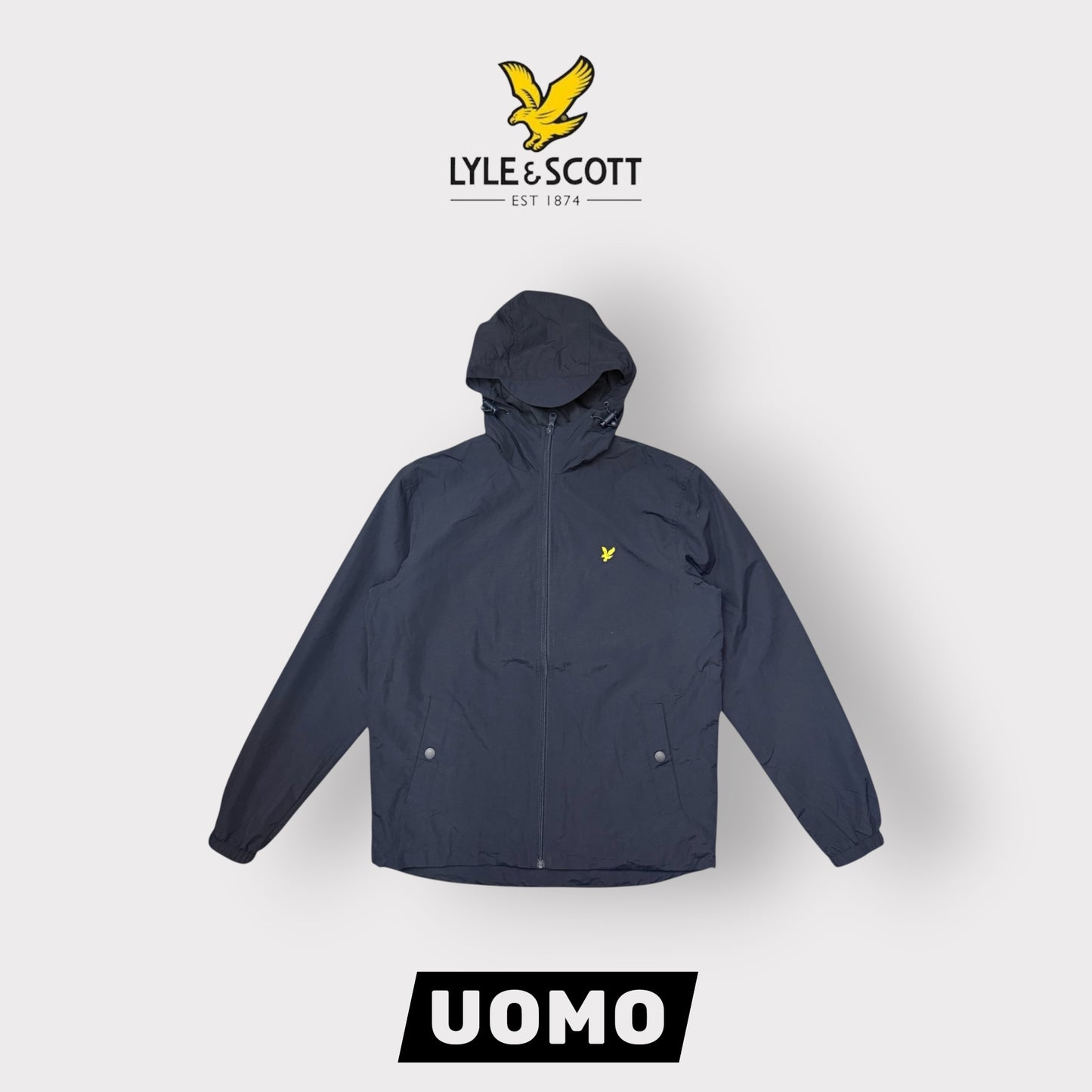 LYLE & SCOTT-Giubbotto Uomo, con cappuccio, mod.Zip through hooded Jacket, col.Dark Navy